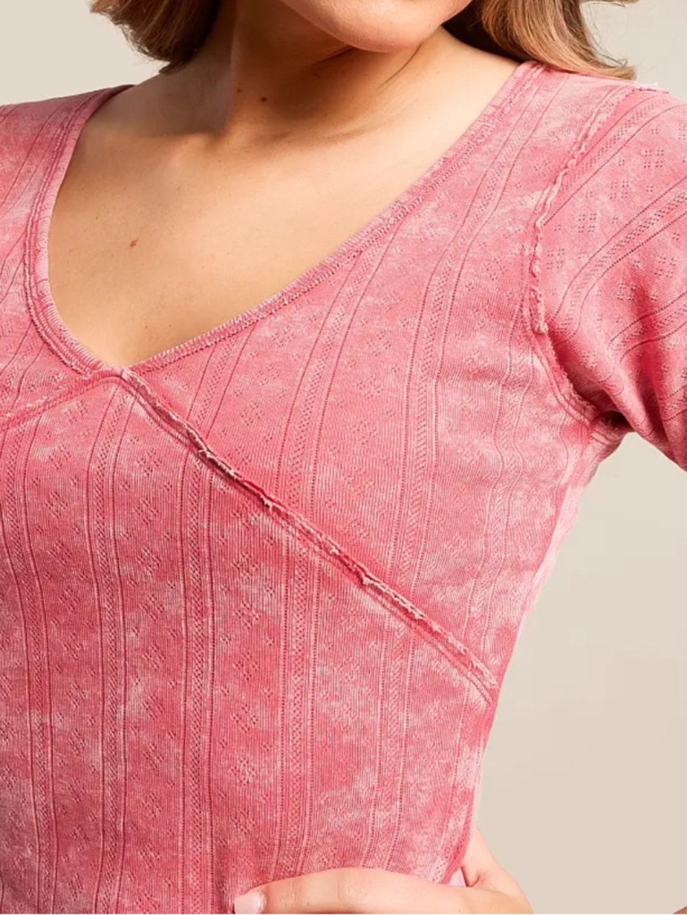 Buckle Washed Pointelle Top - Picture 2 of 6